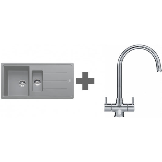 SINK + TAP DEAL Franke BASIS BFG 651 REV Stone Grey Granite + Choice of 8 Taps