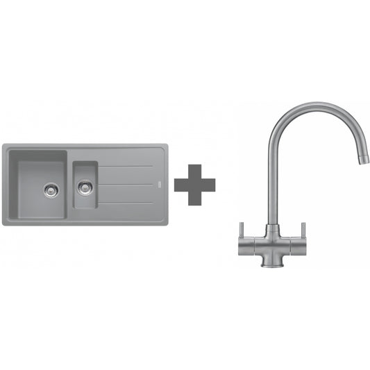 SINK + TAP DEAL Franke BASIS BFG 651 REV Stone Grey Granite + Choice of 8 Taps