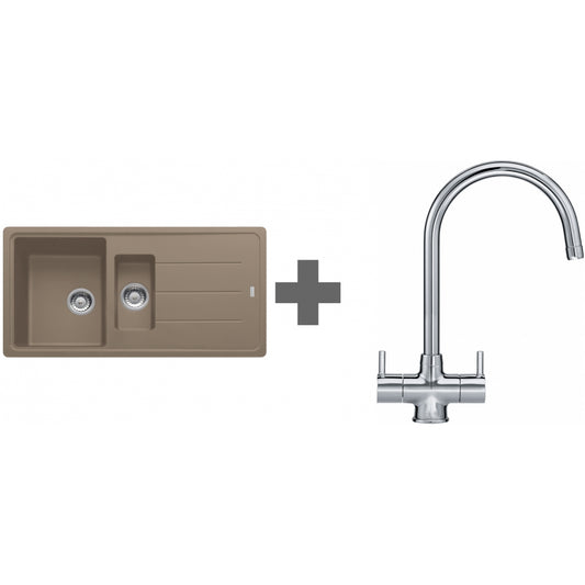 SINK + TAP DEAL Franke BASIS BFG 651 REV Oyster Granite + Choice of 8 Taps
