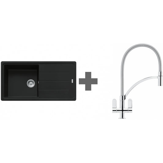 SINK TAP DEAL Franke Basis BFG 611-970 REV Matt Black Granite + Zelus Ch Tap