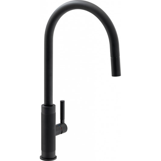Franke Tessuto J Pullout Nozzle Side Matt Black Kitchen Mixer Tap