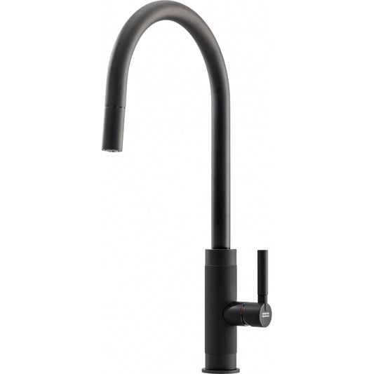 Franke Tessuto J Pullout Nozzle Side Matt Black Kitchen Mixer Tap