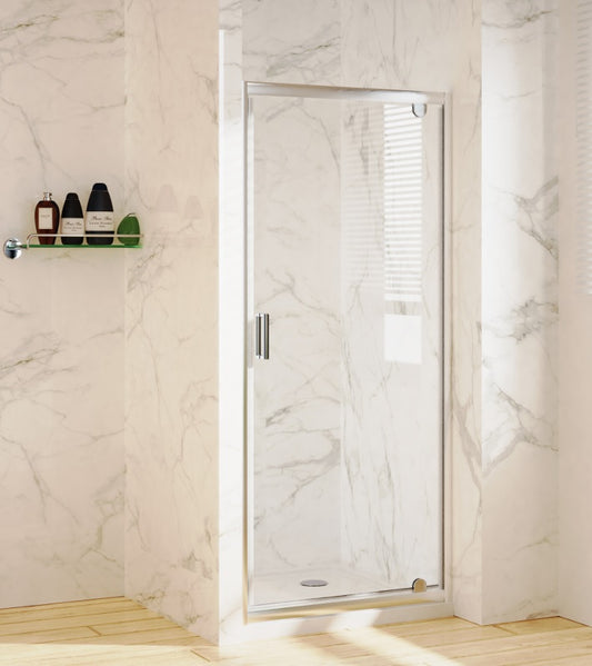 VRB Pivot Door Shower Door Glass, Chrome Finish. Side Panels also available Various sizes