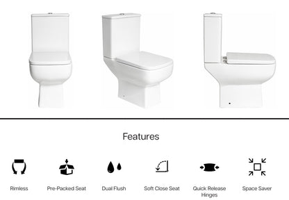 VRB Pro 600 Close Coupled Square Rimless Toilet 1005R_HD