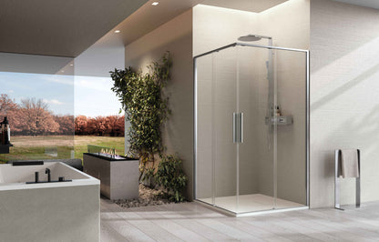 Novellini Riga A, 2  Shower doors + 2 Fixed Panels Gold/Bronze/Inox
