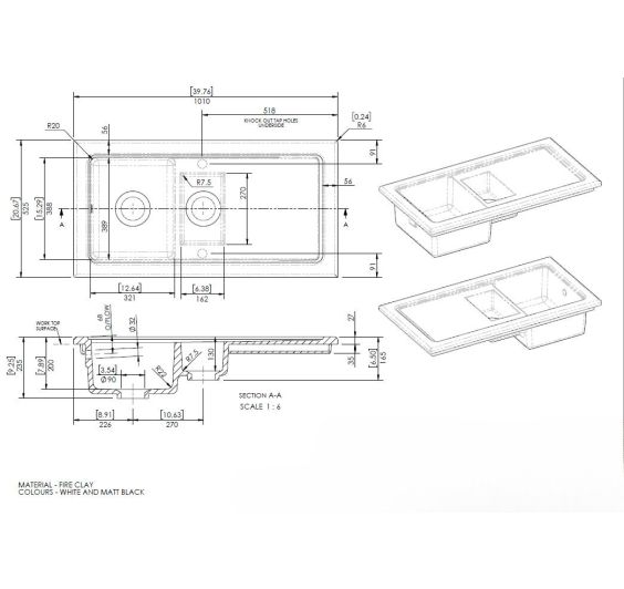 Reginox RL501CWII White Ceramic 1.5 bowl reversible kitchen sink