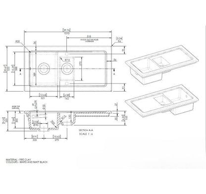 Reginox RL501CWII White Ceramic 1.5 bowl reversible kitchen sink