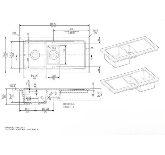 Reginox RL501CWII White Ceramic 1.5 bowl reversible kitchen sink