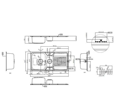 Reginox SENATOR 15 1.5 bowl inset SS kitchen sink 1000x500mm