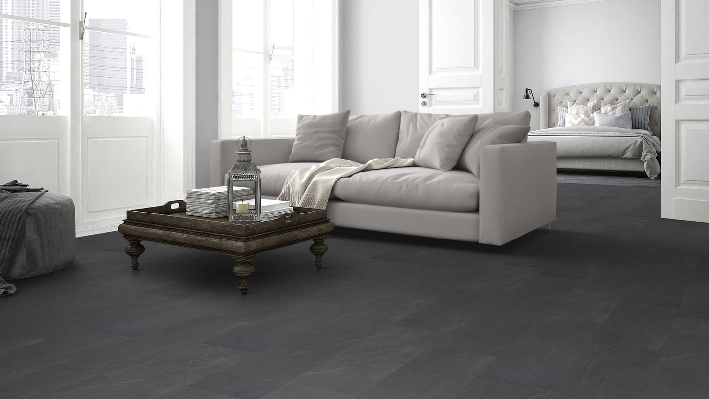 LVT Flooring Charcoal Slate - Lignum Core Tile - Pack Size: 2.23m²