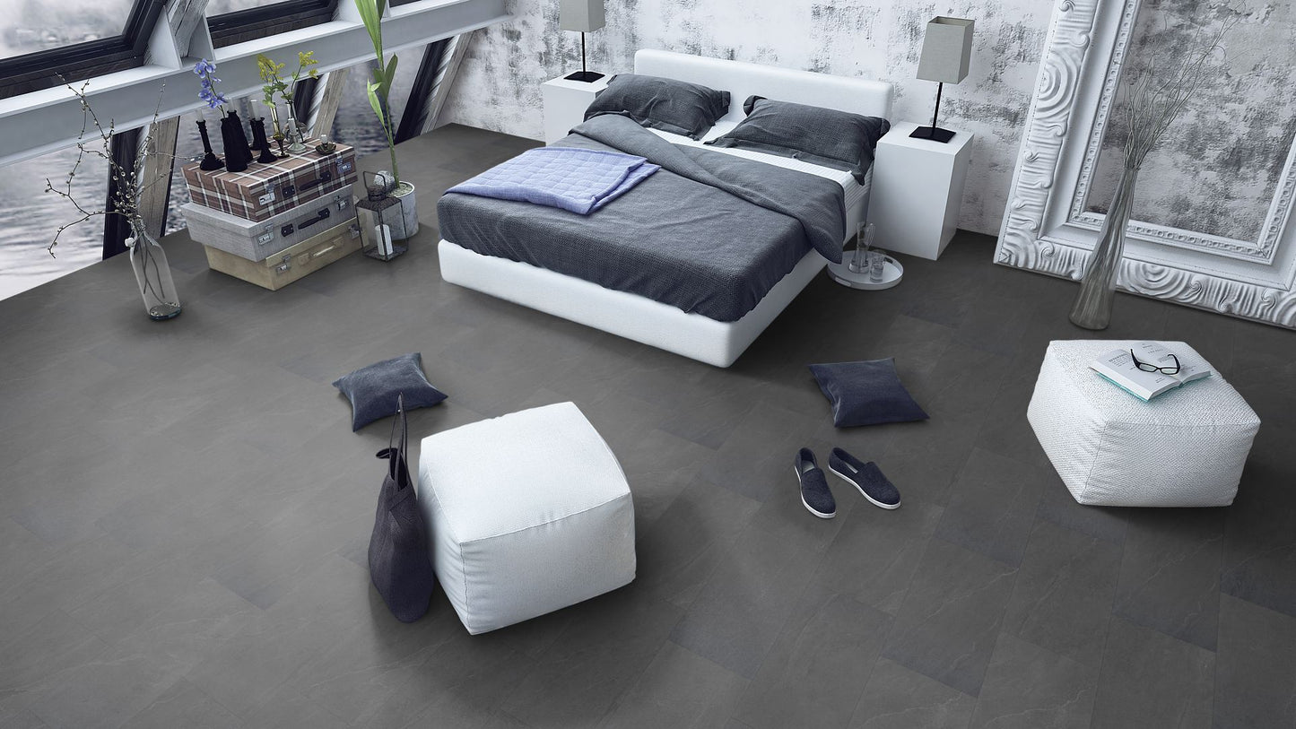 LVT Flooring Charcoal Slate - Lignum Core Tile - Pack Size: 2.23m²