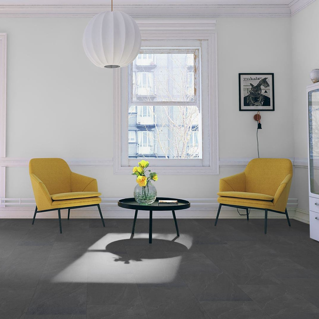 LVT Flooring Charcoal Slate - Lignum Core Tile - Pack Size: 2.23m²