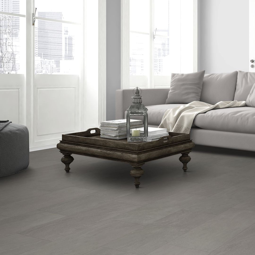 LVT Flooring Light Grey Slate -  Lignum Core Tile - Pack Size: 2.23m²