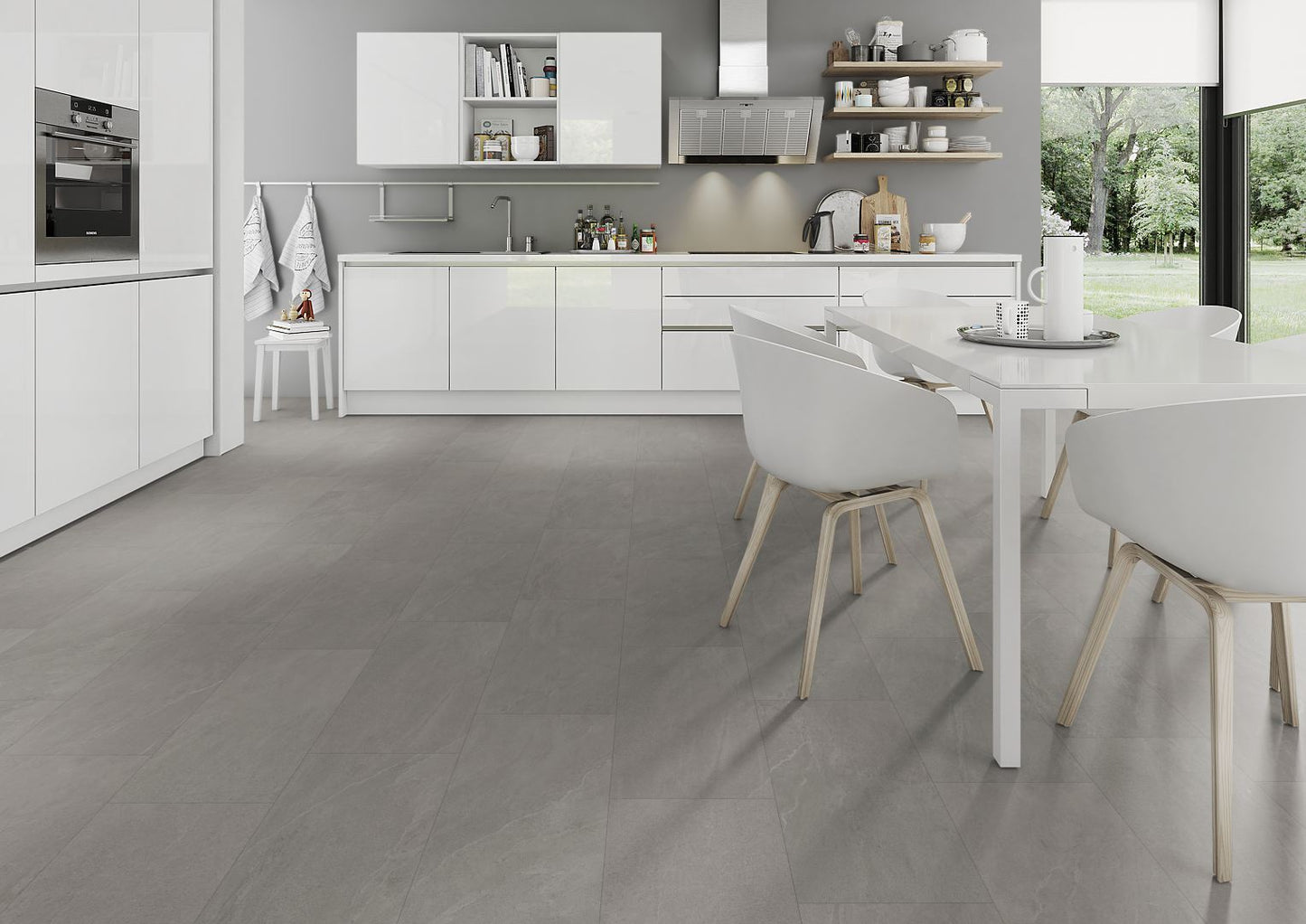 LVT Flooring Light Grey Slate -  Lignum Core Tile - Pack Size: 2.23m²