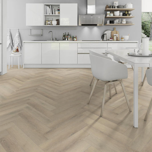 LVT Flooring Lignum Core Seashell Oak Herringbone - Pack Size: 2.23m²