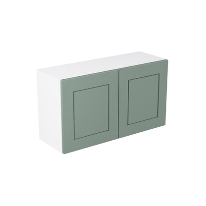 Shaker UltraMatt Sage Green Wall Kitchen Cabinets with UNICLIC Technology, Flat packed