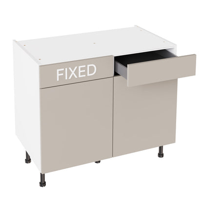 Slab Super Gloss Light Grey Base Kitchen Cabinets with UNICLIC Technology, Flat packed