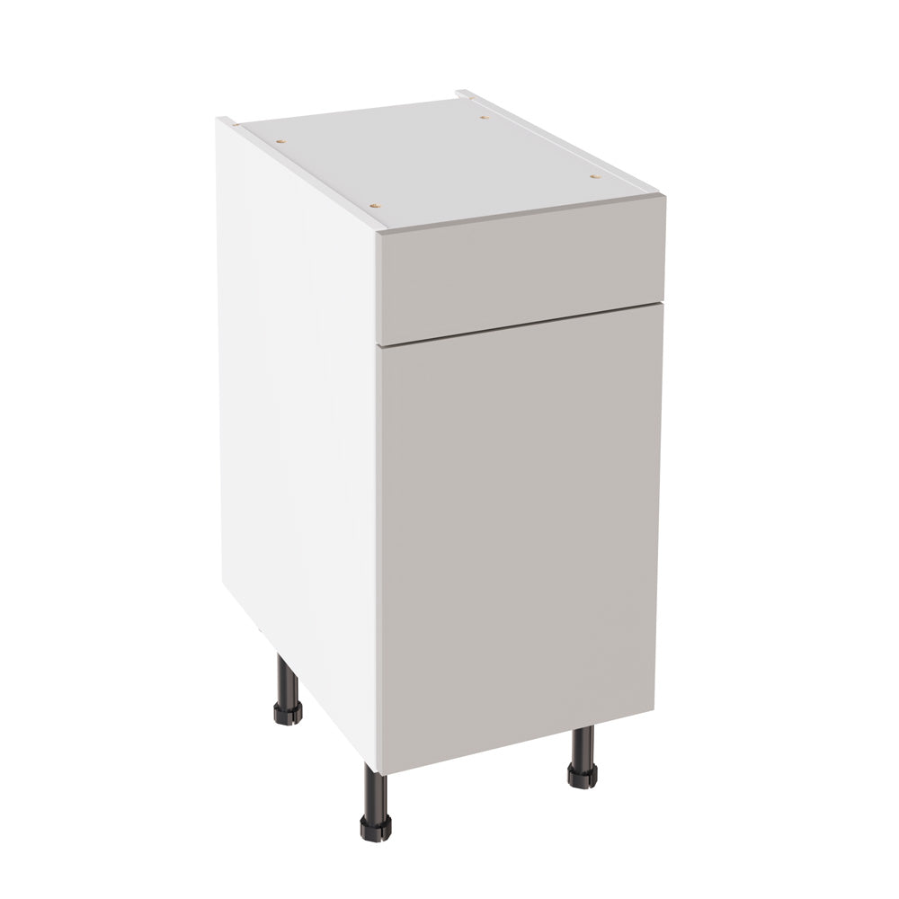 Slab Super Gloss Light Grey Base Kitchen Cabinets with UNICLIC Technology, Flat packed