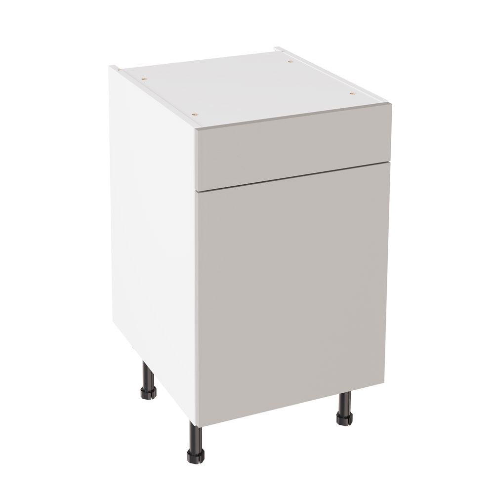 Slab Super Gloss Light Grey Base Kitchen Cabinets with UNICLIC Technology, Flat packed