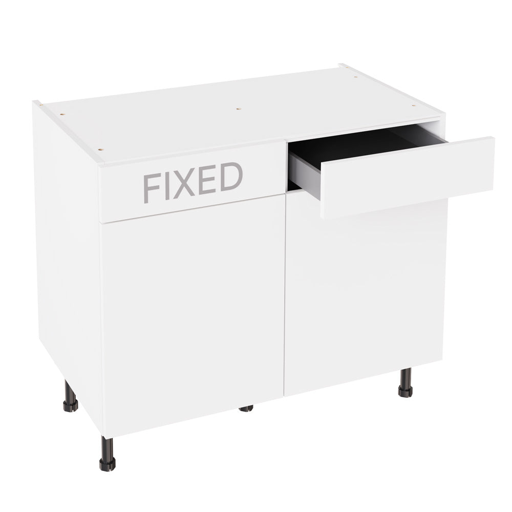 Slab Super Gloss White Base Kitchen Cabinets with UNICLIC Technology, Flat packed