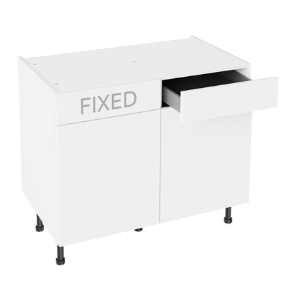 Slab Super Gloss White Base Kitchen Cabinets with UNICLIC Technology, Flat packed