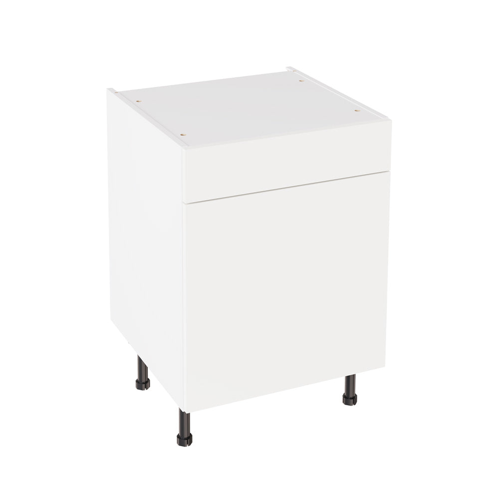 Slab Super Gloss White Base Kitchen Cabinets with UNICLIC Technology, Flat packed