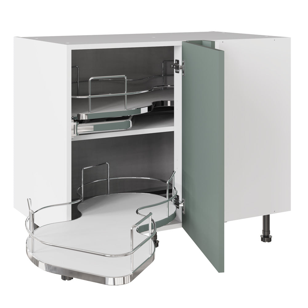 Slab SuperMatt Agave Green Base Kitchen Cabinets with UNICLIC Technology, Flat packed