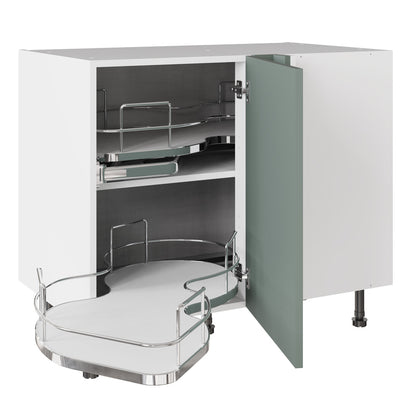Slab SuperMatt Agave Green Base Kitchen Cabinets with UNICLIC Technology, Flat packed