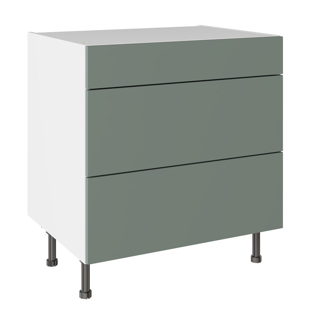Slab SuperMatt Agave Green Base Kitchen Cabinets with UNICLIC Technology, Flat packed