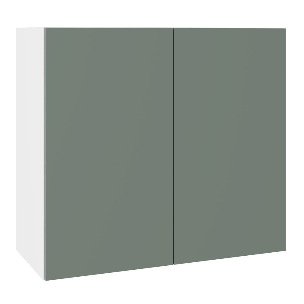 True Handleless SuperMatt Agave Green Kitchen Wall Cabinets with UNICLIC Technology, Flat packed