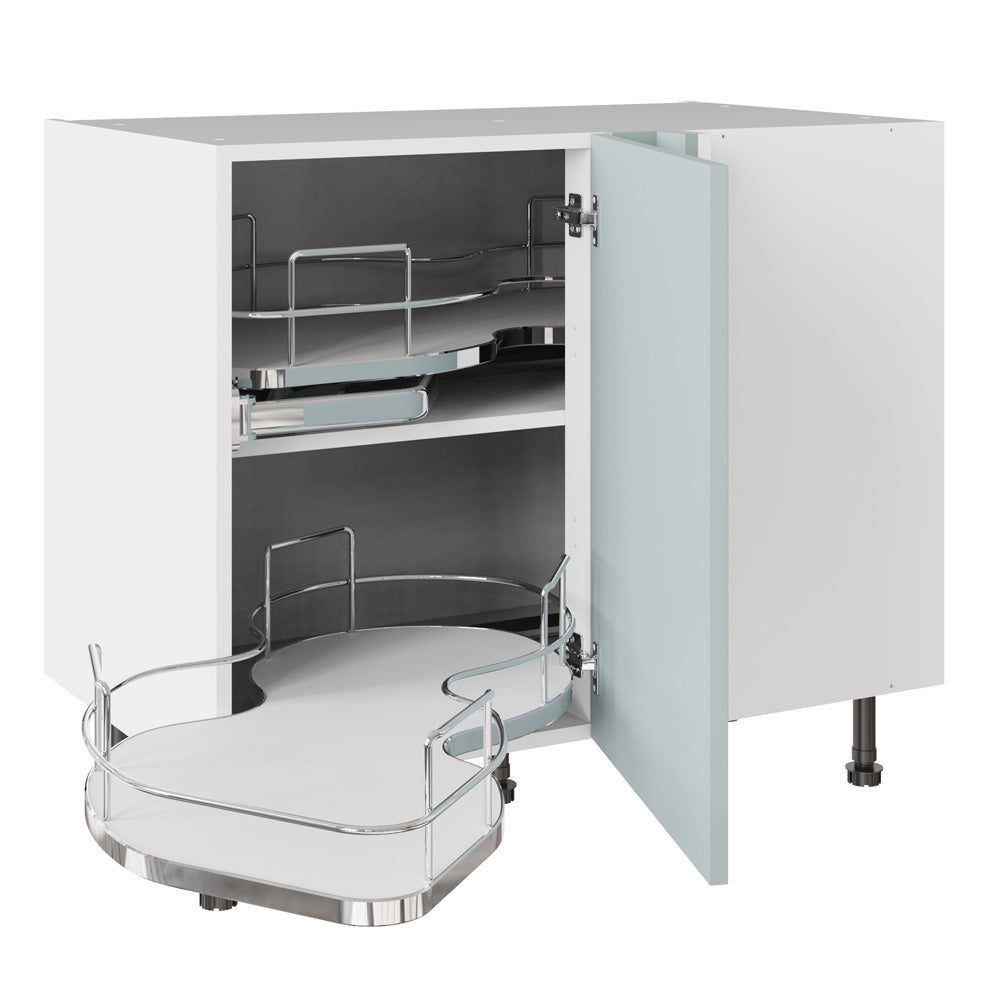 True Handleless SuperMatt Aquamarine Kitchen Base Cabinets with UNICLIC Technology, Flat packed