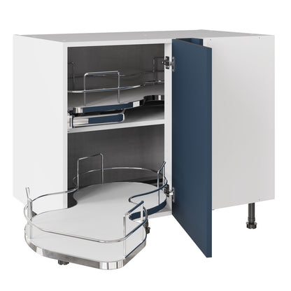 Slab SuperMatt Blue Base Kitchen Cabinets with UNICLIC Technology, Flat packed