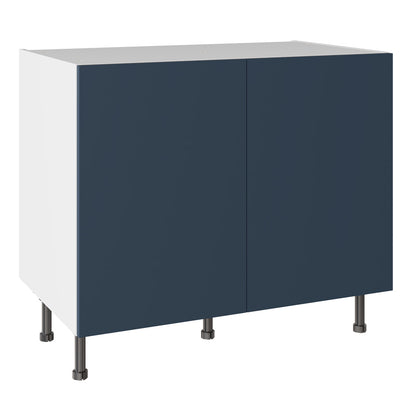 Slab SuperMatt Blue Base Kitchen Cabinets with UNICLIC Technology, Flat packed