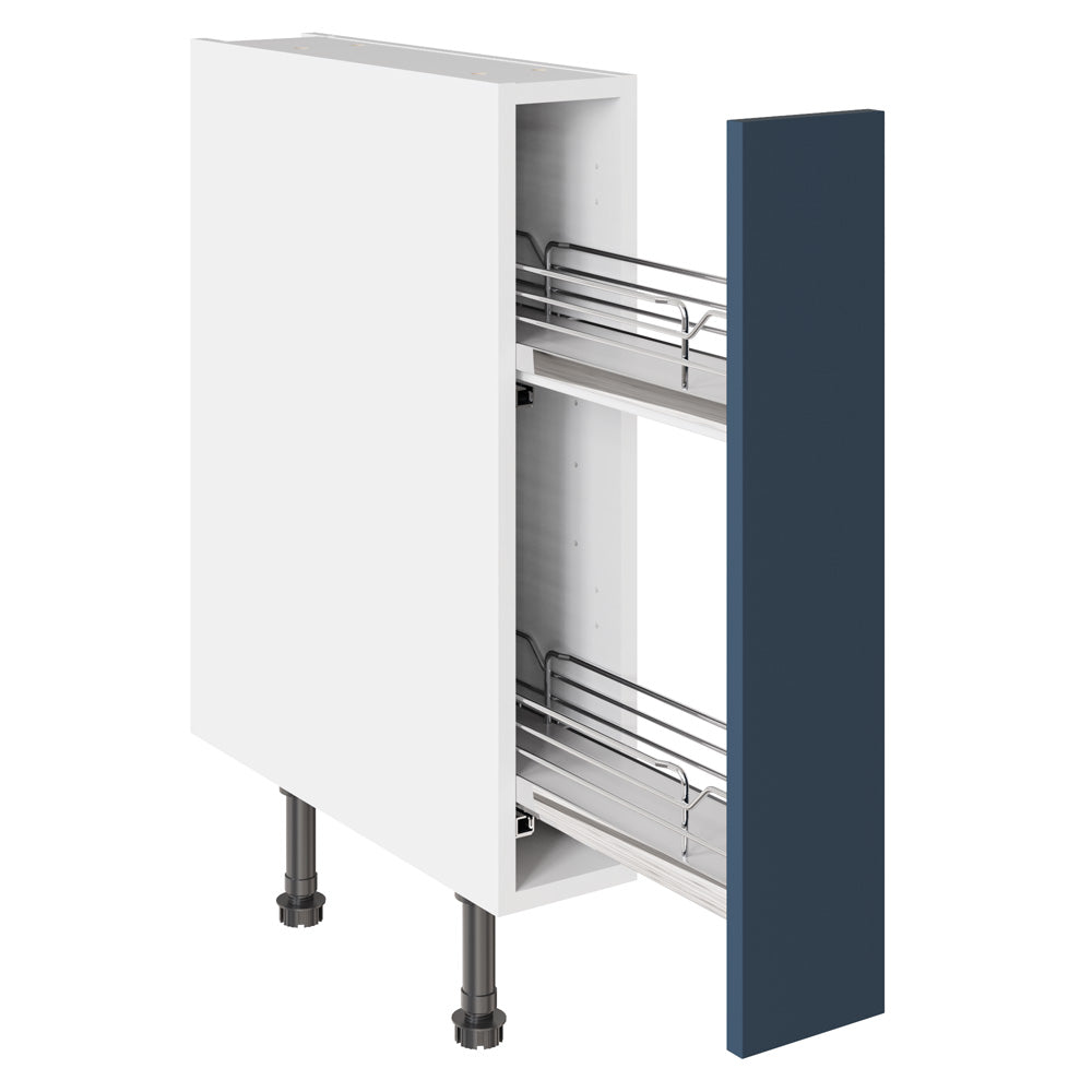 Slab SuperMatt Blue Base Kitchen Cabinets with UNICLIC Technology, Flat packed