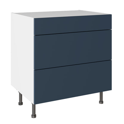 Slab SuperMatt Blue Base Kitchen Cabinets with UNICLIC Technology, Flat packed