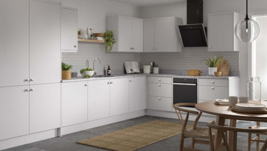Value Slab Range Matt Light Grey Kitchen  Base Cabinets with UNICLIC Technology, Flat packed
