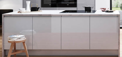 Strada Gloss LIGHT GREY J-Pull kitchen cupboard door fronts, end panels and accessories