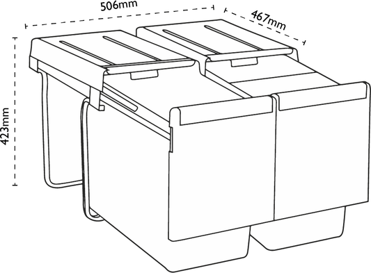 Carron Phoenix LINEA 360 Waste Sorter bin for inside kitchen Cabinet