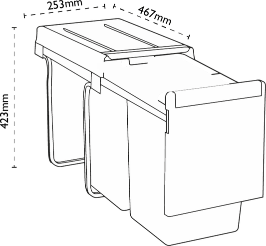 Carron Phoenix LINEA 130 Waste Sorter bin for inside kitchen Cabinet