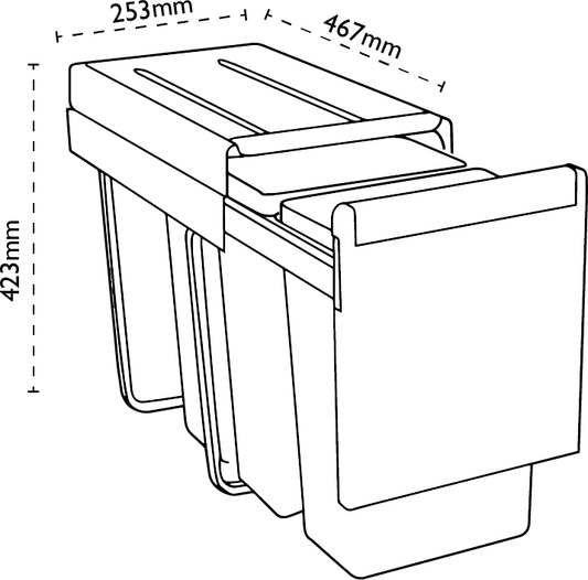 Carron Phoenix LINEA 330 Waste Sorter bin for inside kitchen Cabinet
