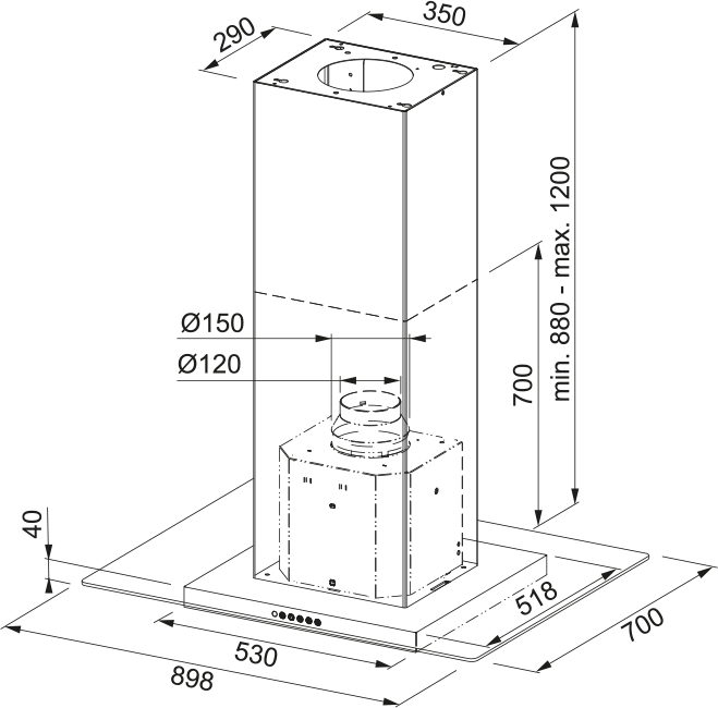 Franke T-Glass Linear Island 90 FGL 925 I XS NP