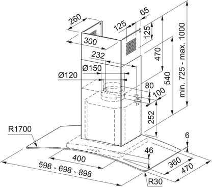 Franke T-Glass Ray 60 FGC 625 XS NP