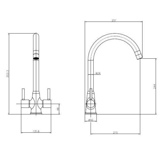 Reginox Thames CH Kitchen mixer tap chrome