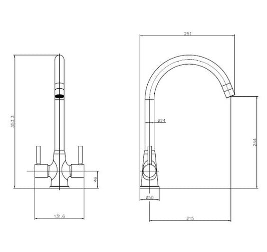 Reginox Thames CH Kitchen mixer tap chrome