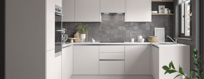 True Handleless SuperMatt Cashmere Kitchen Base Cabinets with UNICLIC Technology, Flat packed