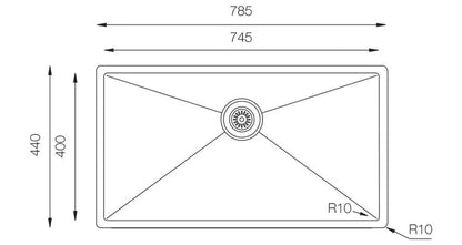 ColorX TNL 745 Gold Extra large Undermount/Inset kitchen sink 745x400mm