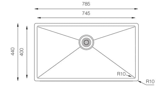 ColorX TNL 745 Gold Extra large Undermount/Inset kitchen sink 745x400mm