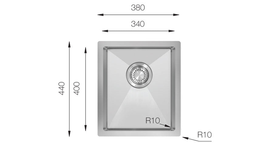 UKinox TNL 340 Polished 1 Bowl Handmade SS Undermount/Inset kitchen sink