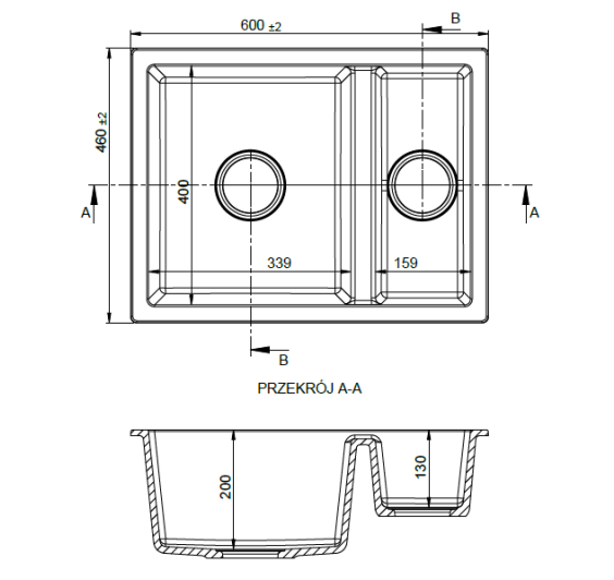 Reginox Toulon 600x460 Composite Undermount Reversible 1.5 Bowl Kitchen sink