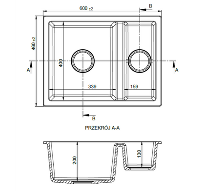 Reginox Toulon 600x460 Composite Undermount Reversible 1.5 Bowl Kitchen sink
